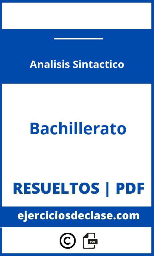 Ejercicios Analisis Sintactico Bachillerato Pdf