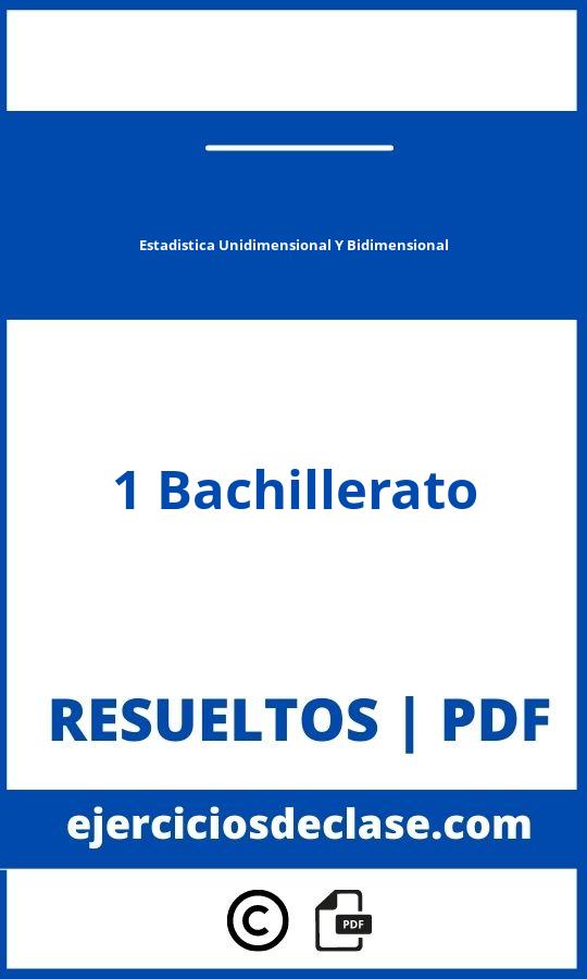 Ejercicios De Estadistica Unidimensional Y Bidimensional 1O Bachillerato Pdf