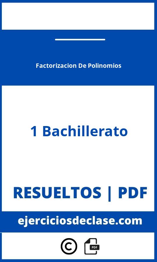 Ejercicios De Factorizacion De Polinomios 1 Bachillerato Pdf