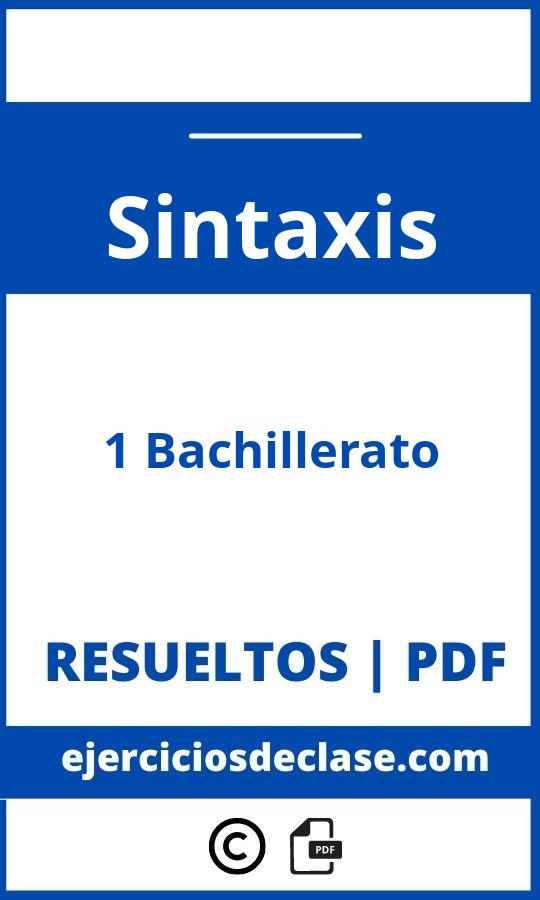 Ejercicios De Sintaxis 1O Bachillerato Pdf