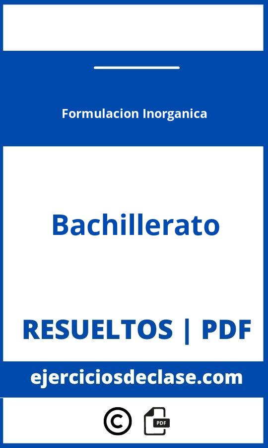 Ejercicios Formulacion Inorganica Bachillerato Pdf