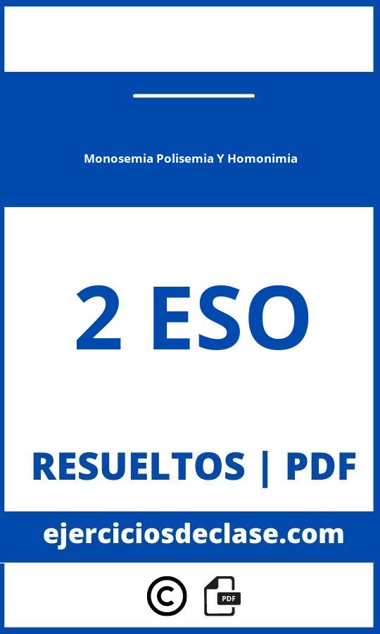 Ejercicios Monosemia Polisemia Y Homonimia 2 Eso Pdf