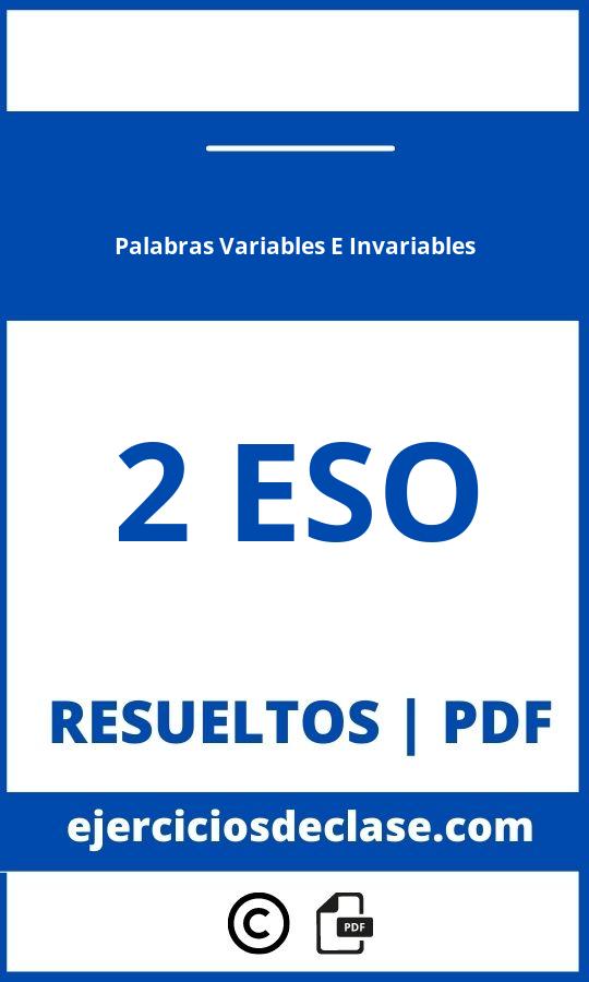 Ejercicios Palabras Variables E Invariables 2 Eso Pdf