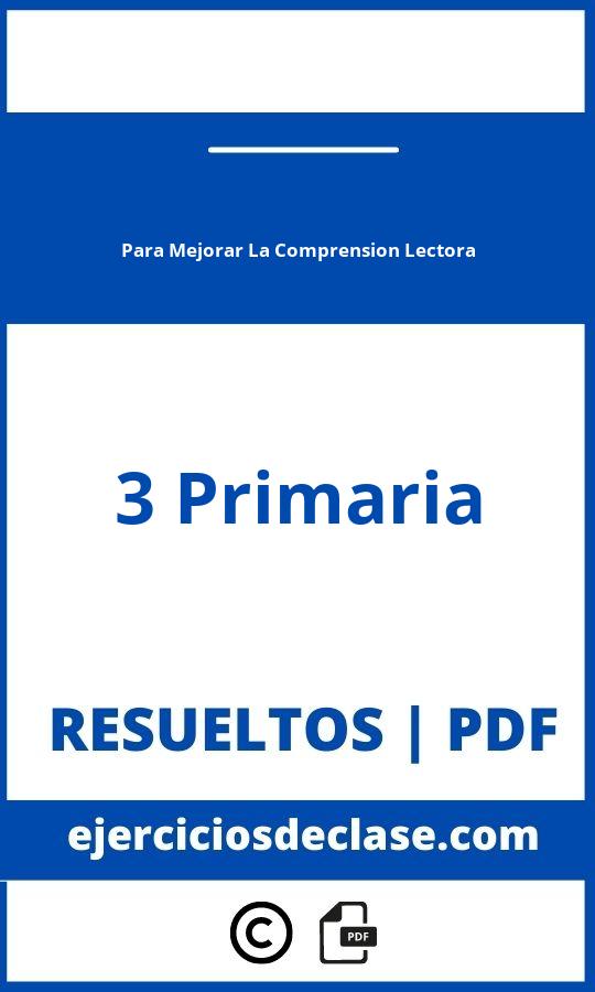 Ejercicios Para Mejorar La Comprensión Lectora 3 Primaria Pdf