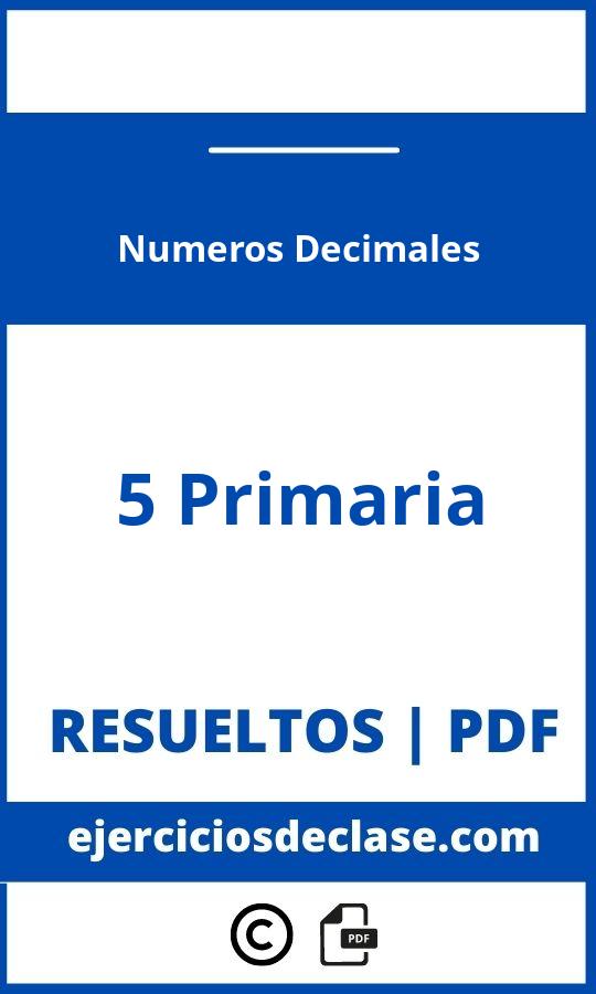 Numeros Decimales 5º Primaria Ejercicios Pdf